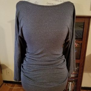 Grey casual bell sleeve blouse